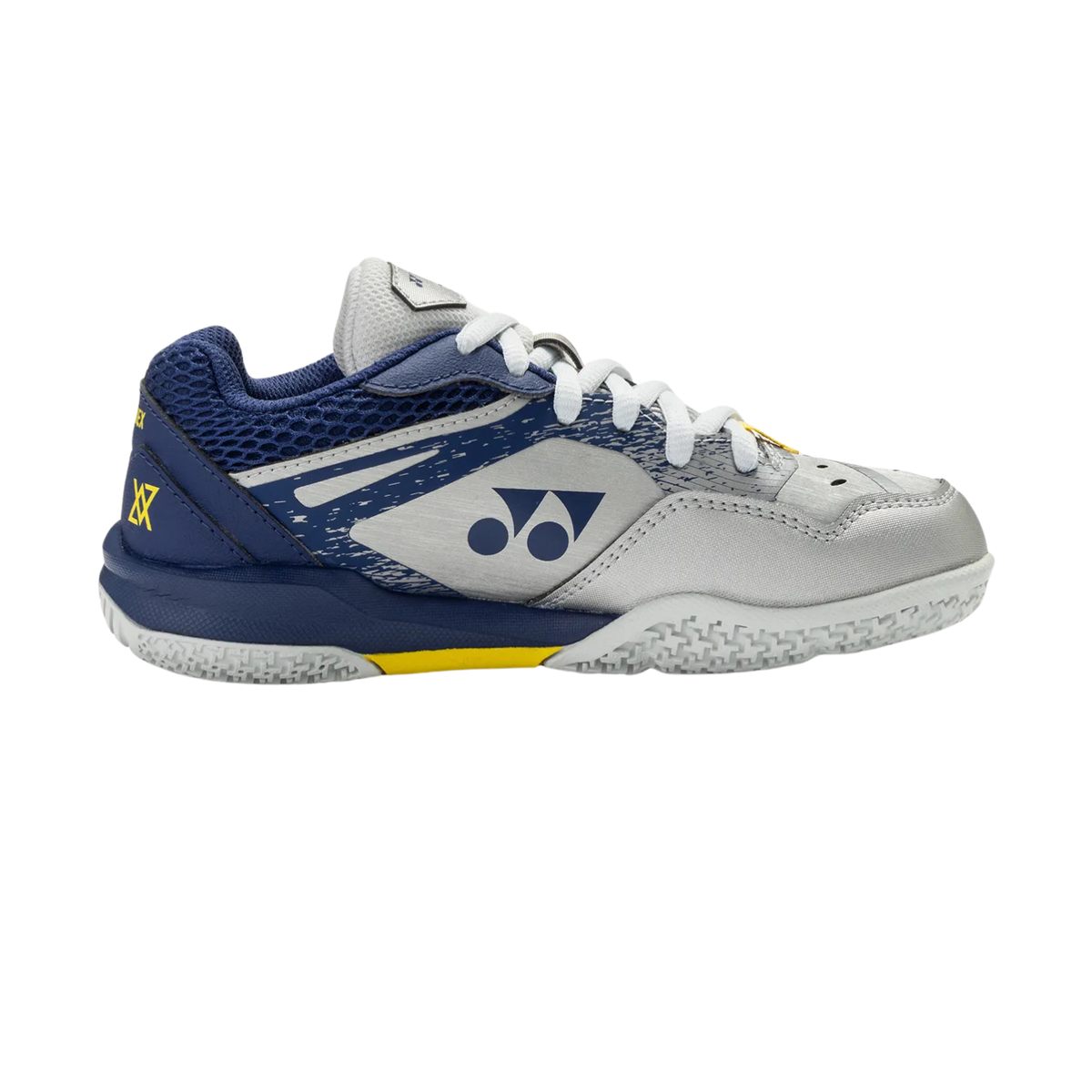 Yonex Power Cushion 65JR VA Badminton Shoe Junior, Silver/Navy, back view