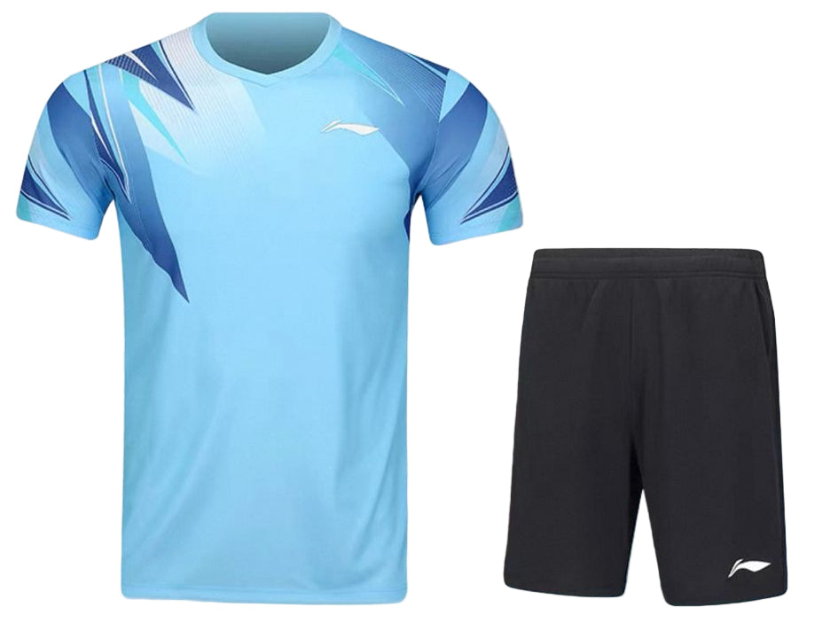 Li-Ning Unisex Badminton Competition Set (White/Blue) - AATV011