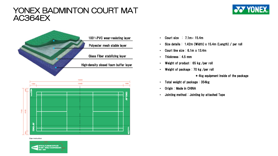Yonex AC364EX Badminton Court Mat