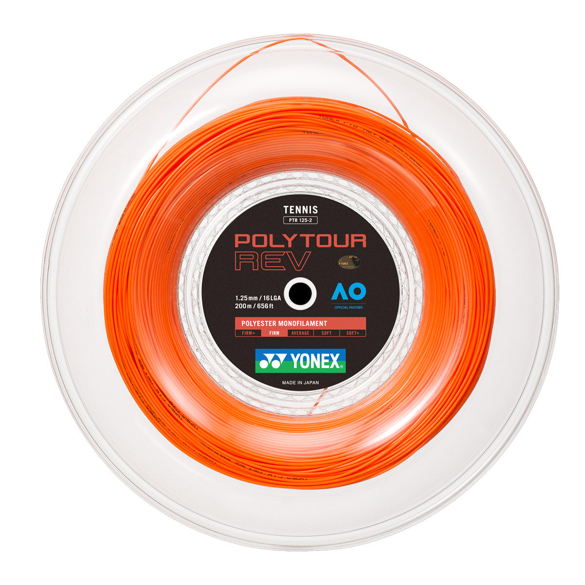 Yonex Polytour Rev 1.25mm 200m Reel Tennis String Orange