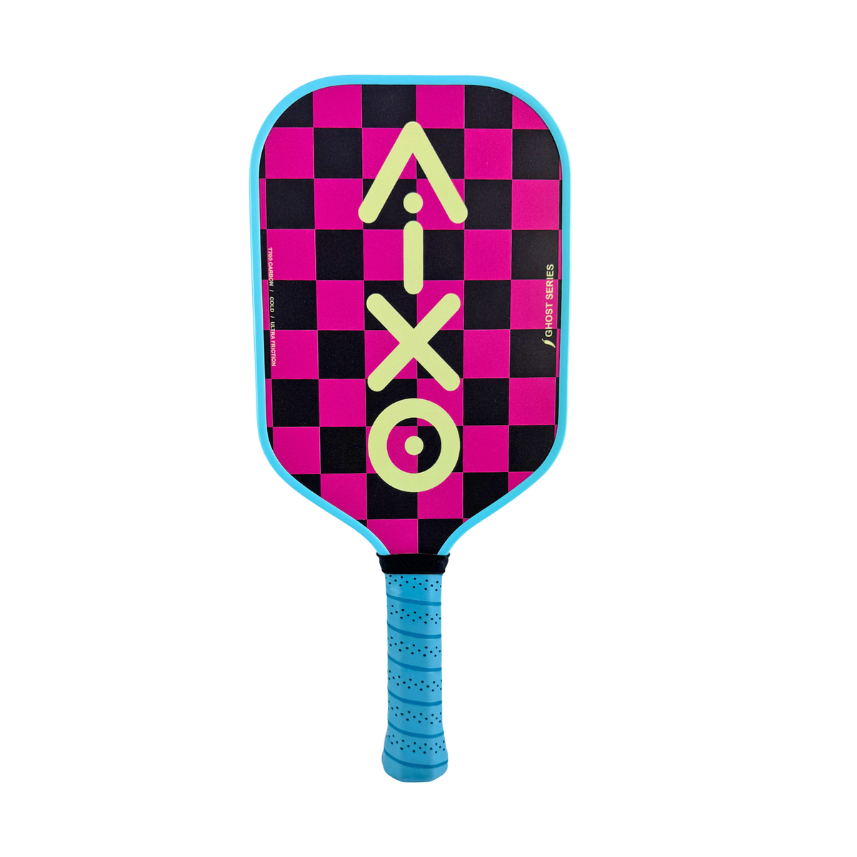 Back view of the AIXO Ghost Dogtown paddle showcasing its retro skater-inspired checkerboard pattern.
