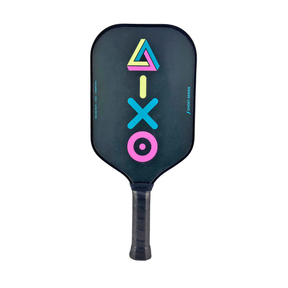 Back view showing neon gamer-inspired Impossible ‘A’ design on the AIXO carbon paddle.