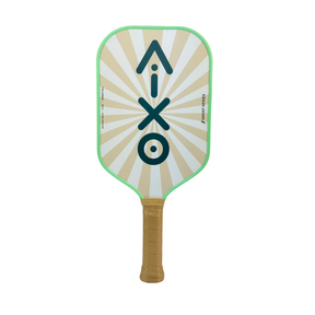 Close-up of handle grip on the AIXO CP03 Ghost Lucky Cat pickleball paddle for better control.