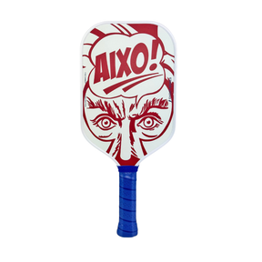 Back view showing bold Popstar design on the AIXO Ghost carbon pickleball paddle.