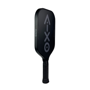 Handle close-up of AIXO CP03 Ghost Ultra Noir pickleball paddle offering balanced comfort and control.