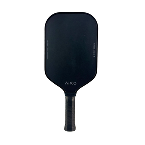 Front view of AIXO CP03 Ghost Ultra Noir — a premium black pickleball paddle built for control and spin.