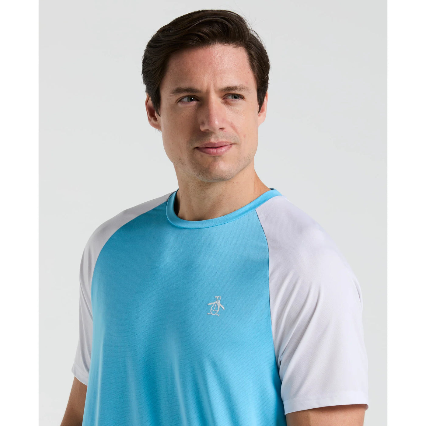 Original Penguin Blocked Performance Tennis T-Shirt - Blue Grotto Blue Grotto Clothing Original Penguin