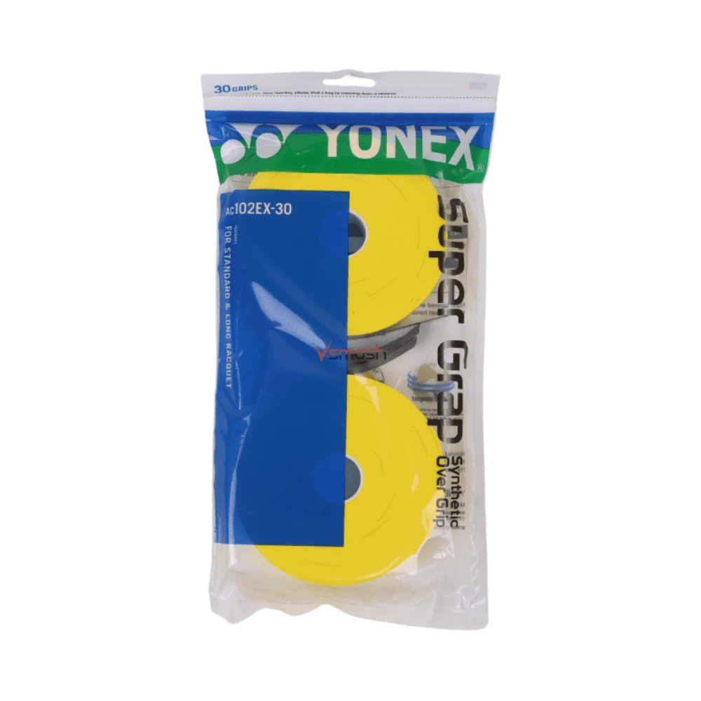 Yonex AC102EX-30 Wet Super Grap 30 Pcs - Yellow Yellow 30 Pcs Overgrips Yonex