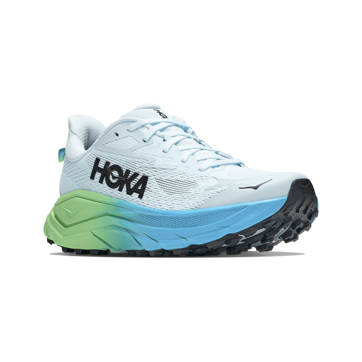 Hoka Challenger 8 Running Shoe Women, Glimmering Blue/Tart Purple, back view