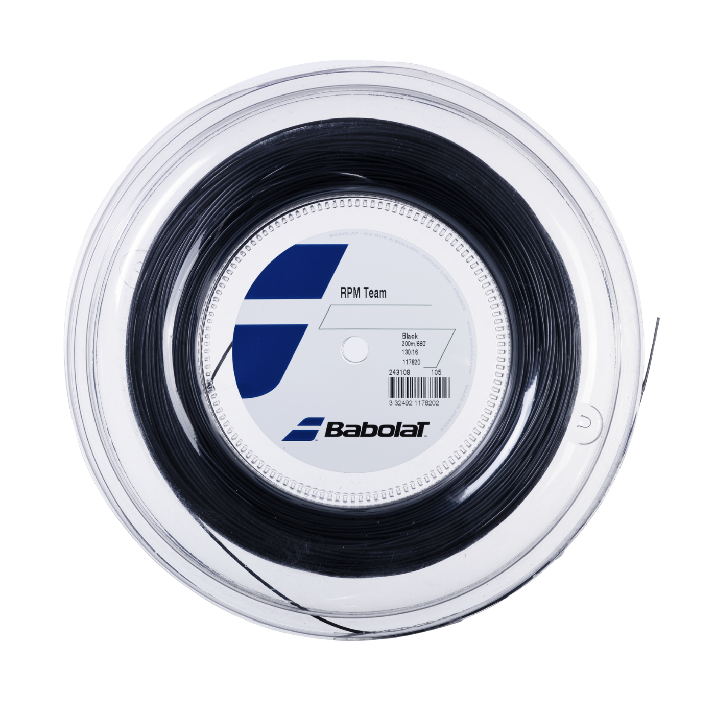 Babolat RPM Team 1.30mm Tennis String Reel (200m) 200m Reel BLACK String (Reel) Babolat
