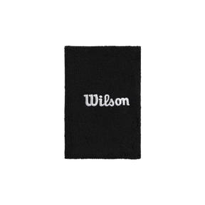 Wilson Wide Terry Wristband (2 Pack) - Bright White Black One Size Accessories Wilson