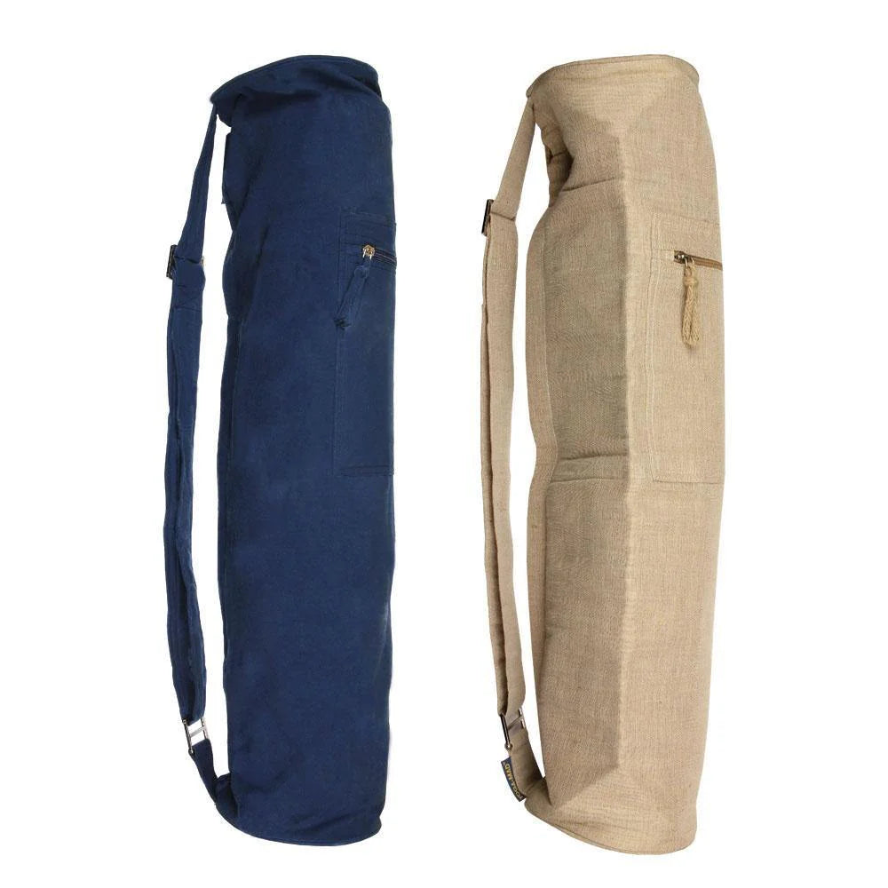 Yoga-Mad Jute & Cotton Yoga Mat Bag - Blue/Beige