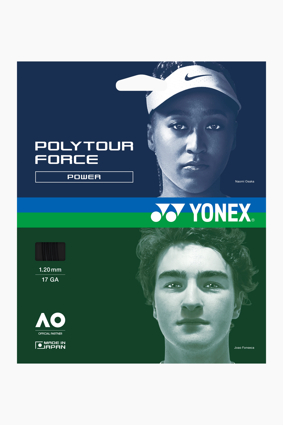 Yonex Polytour Force 120 Tennis String Set - Black Black 1.20mm 12M Set Grips Yonex