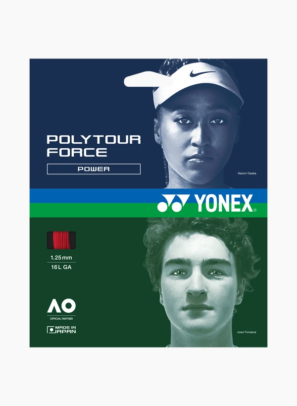 Yonex Polytour Force 125 Tennis String Set - Bright Red Bright Red 1.25mm 12M Set Grips Yonex
