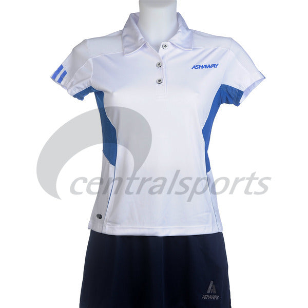 Ashaway ADL554 Ladies Polo Shirt (White/Royal)