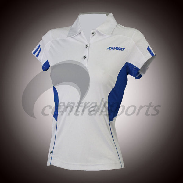 Ashaway ADL554 Ladies Polo Shirt (White/Royal)