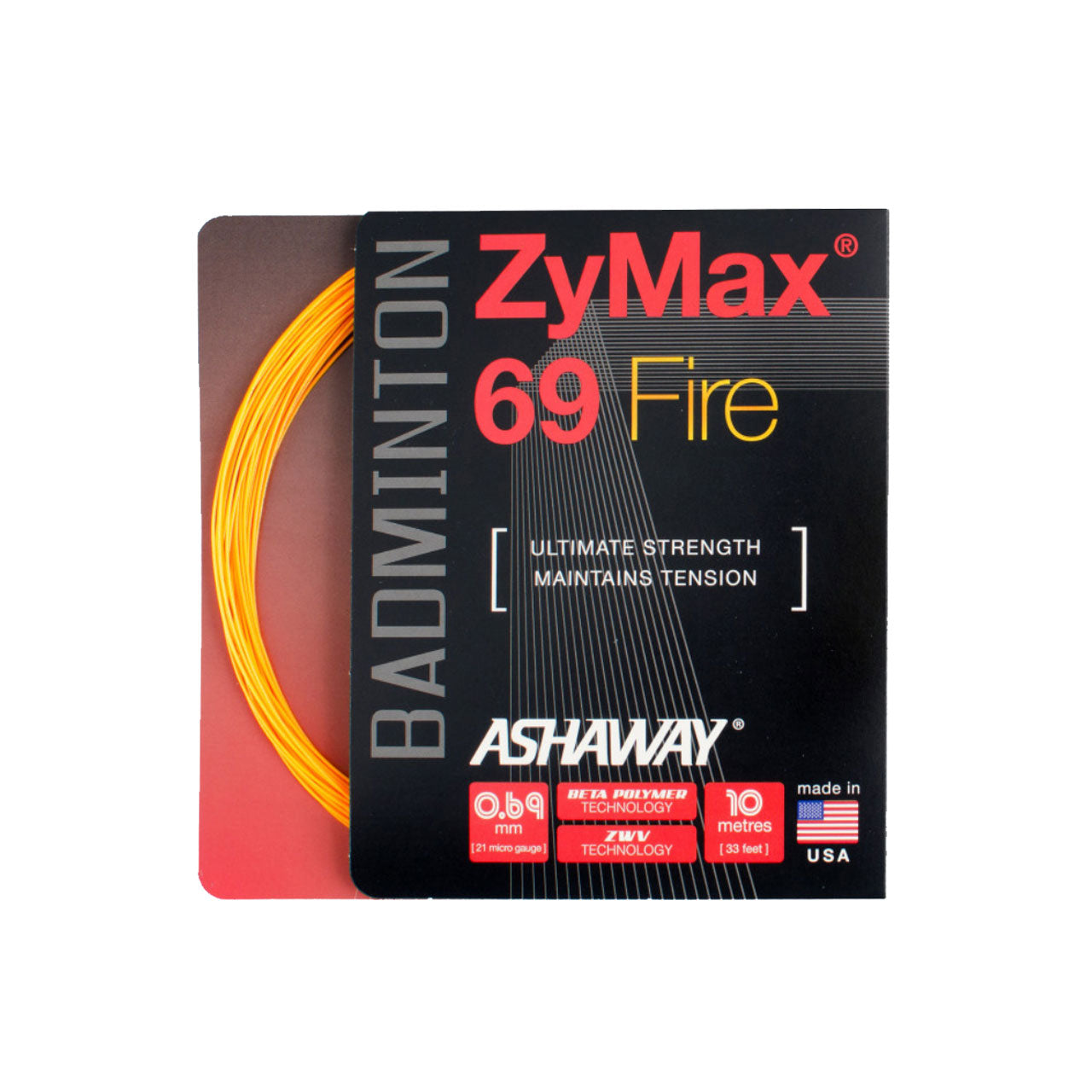 Ashaway ZyMax 69 Fire String (10m Set) Orange