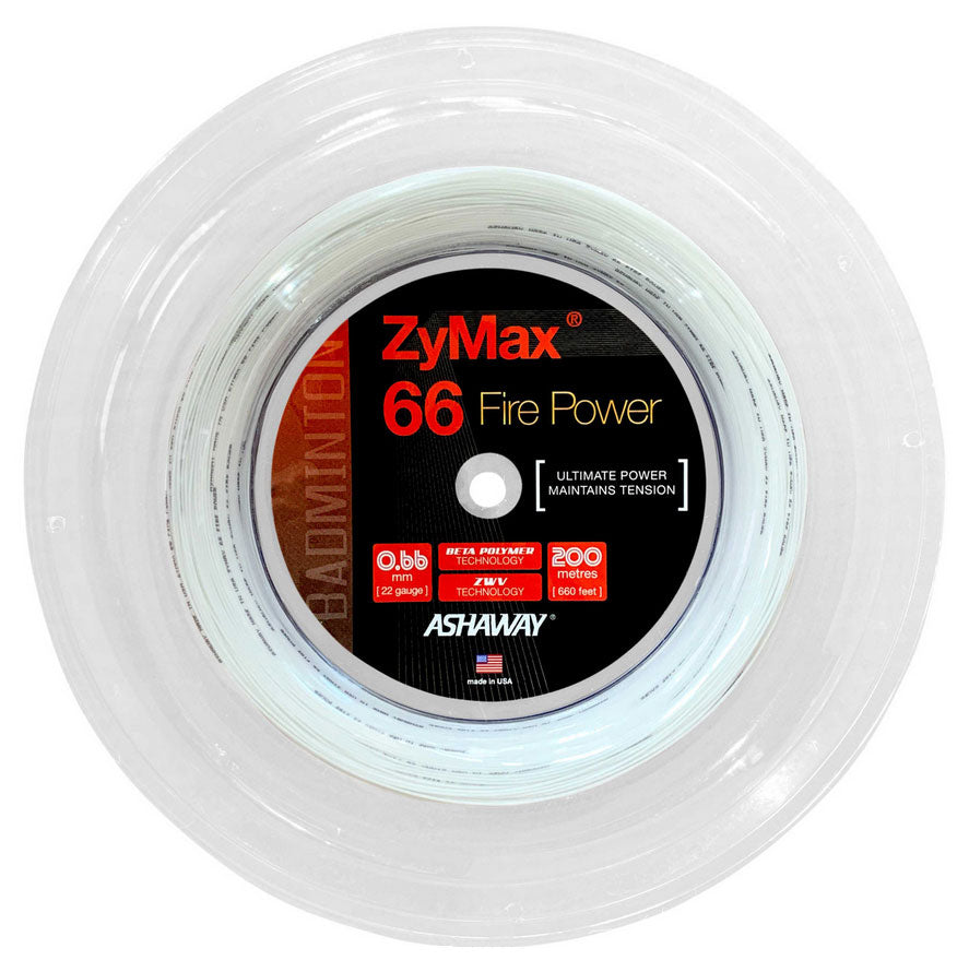 Ashaway Zymax 66 Fire POWER String (200m Reel) White