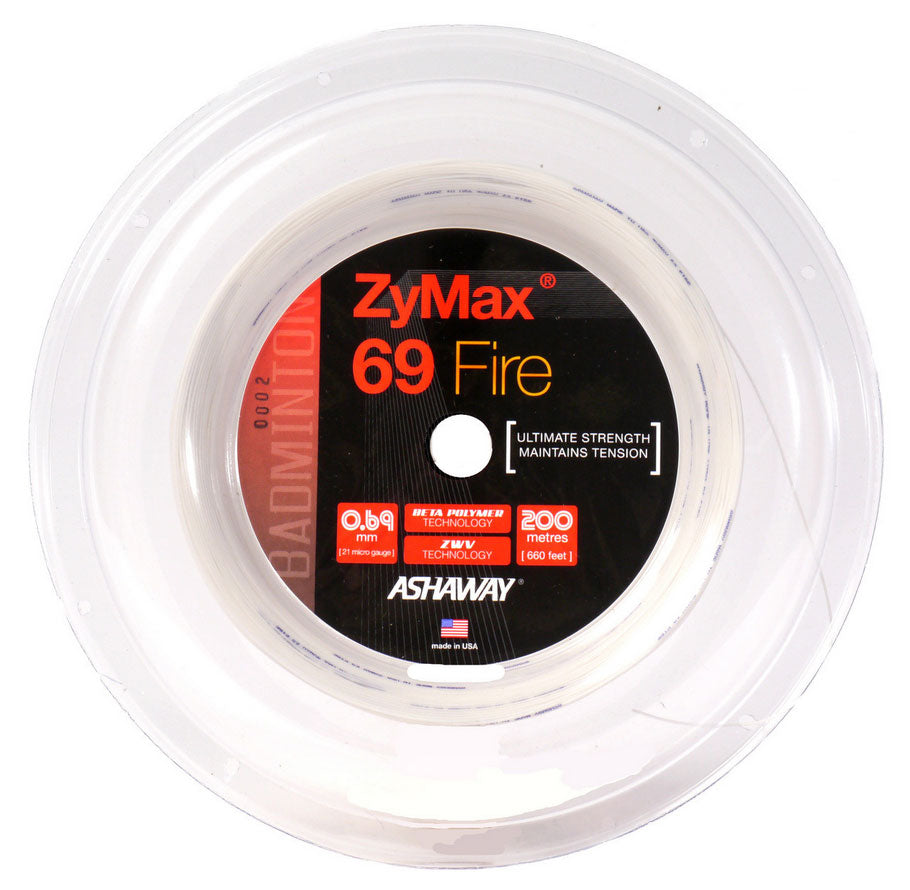 Ashaway ZyMax 69 Fire String (200m Reel) White