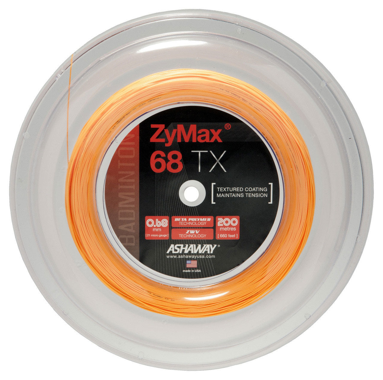 Ashaway Zymax 68TX String (200m Reel) Orange